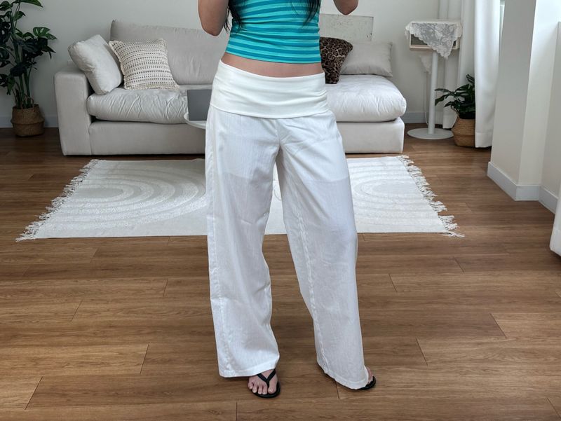 summer fold linen pants