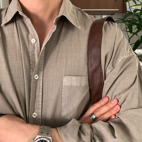 Glass Pigment Basic Cotton Shirt