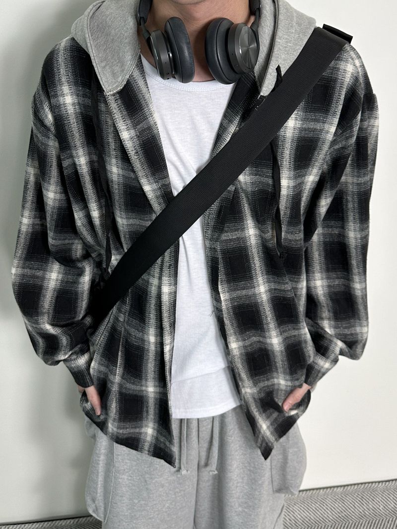 Henri hood over check shirts