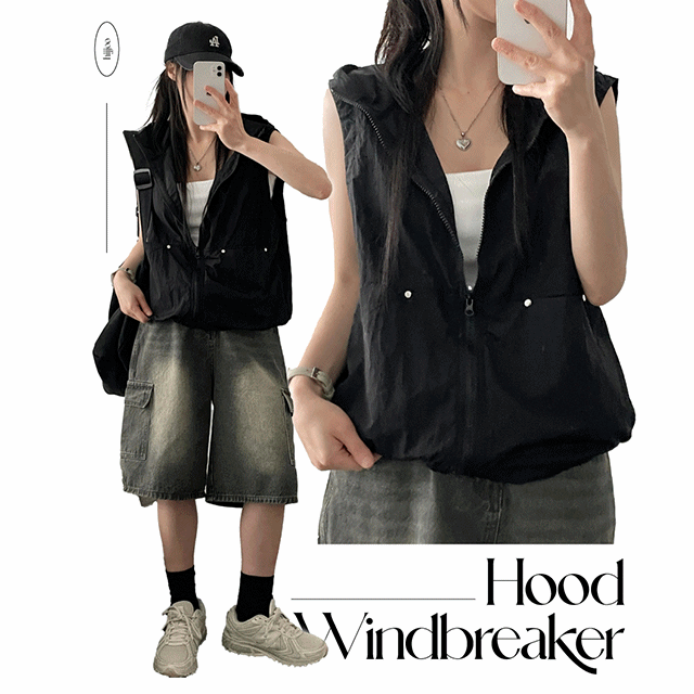 hijjoo（ハイチュー）の「Isen Nylon High Neck Hooded Vest Zip-Up（Tops）」