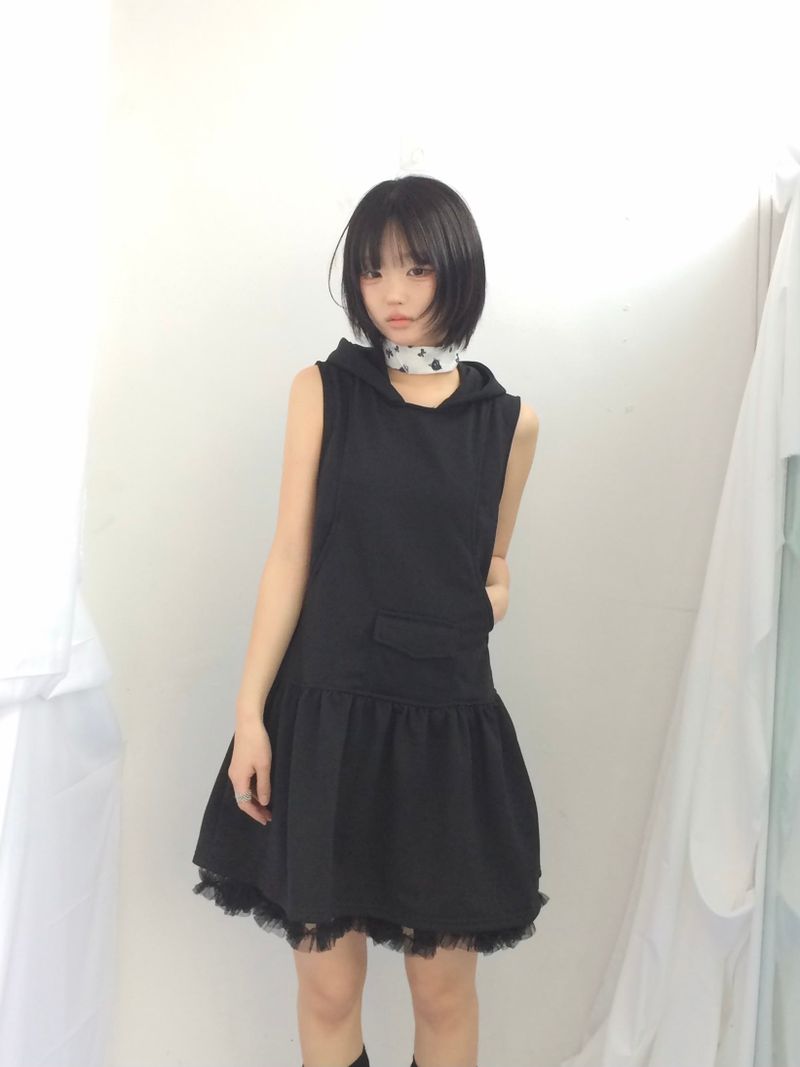 Pocket Flare Hooded Dress