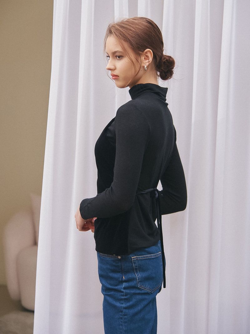 VELVET CAMI LAYERED TOP_BLACK
