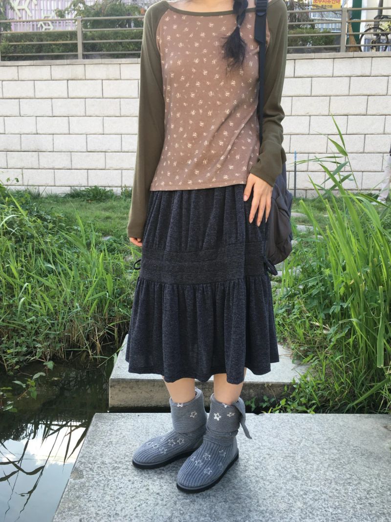 Shirring Midi Skirt
