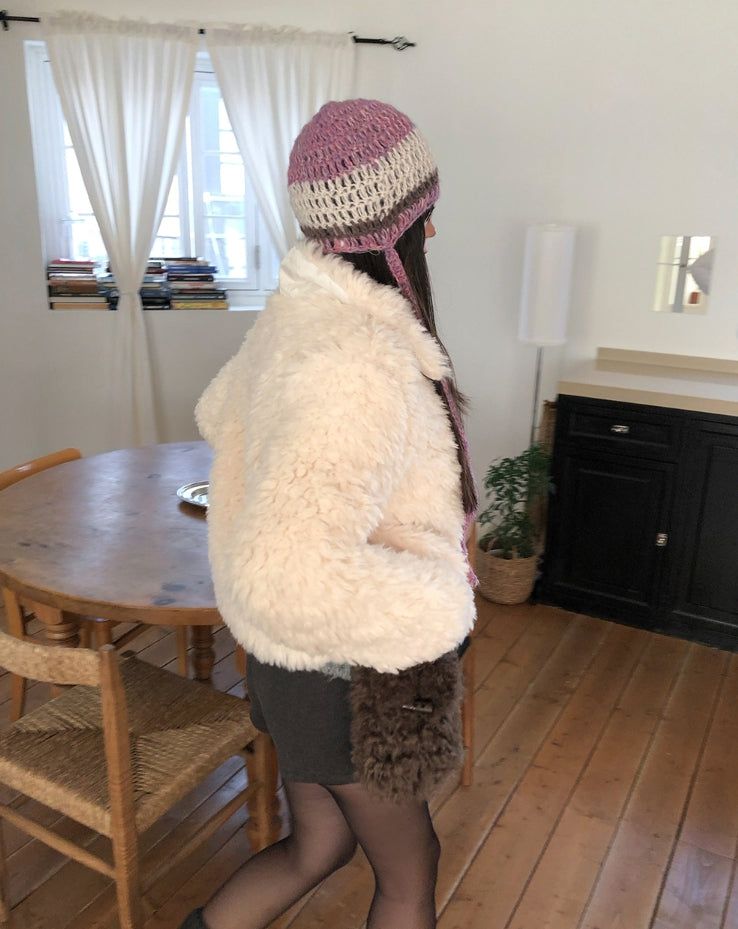 Chewy Shearling Fur Toggle Crossbody Bag