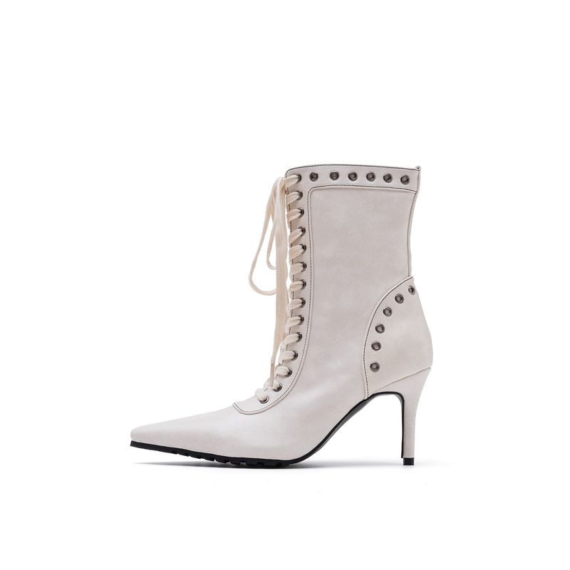 Eyelet Lace-Up Walker Heel(Ivory)