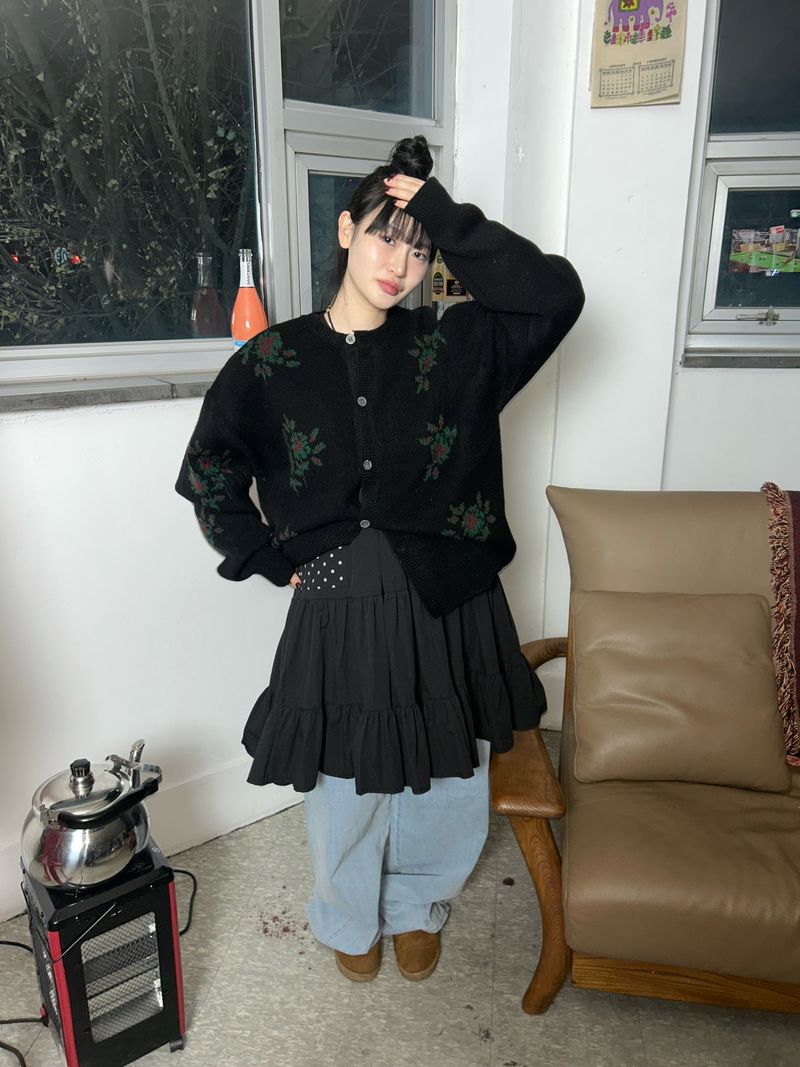(2color) flower cardigan