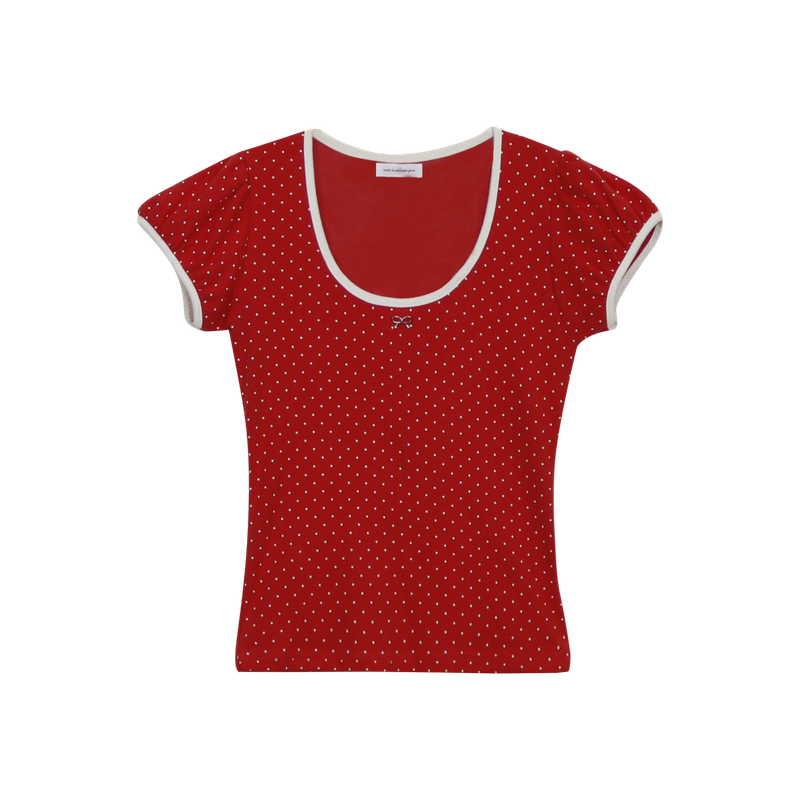 DOTTY RIBBON SHIRRING T-SHIRT