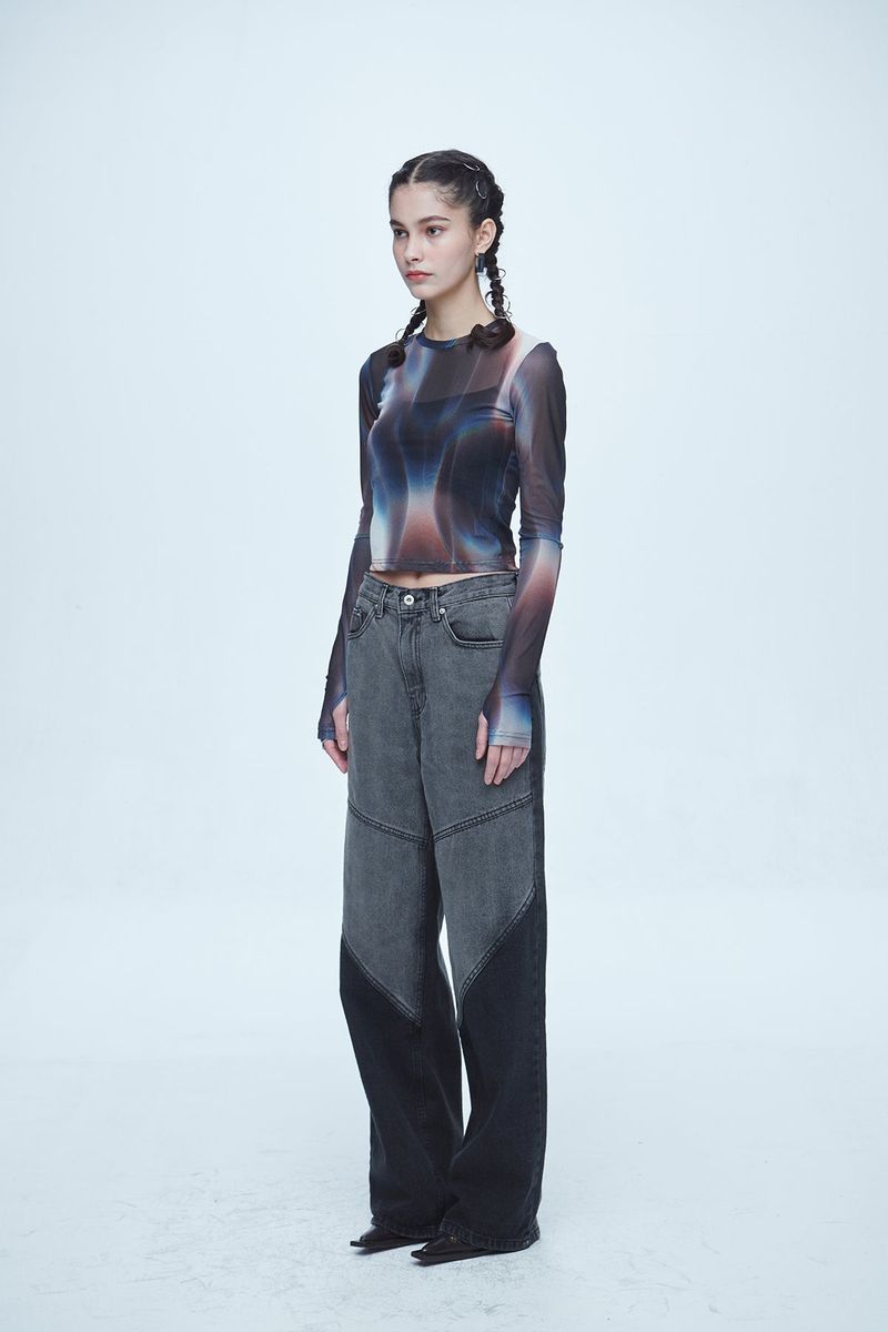 Hyper Brush Washing Wide Denim Pants Black