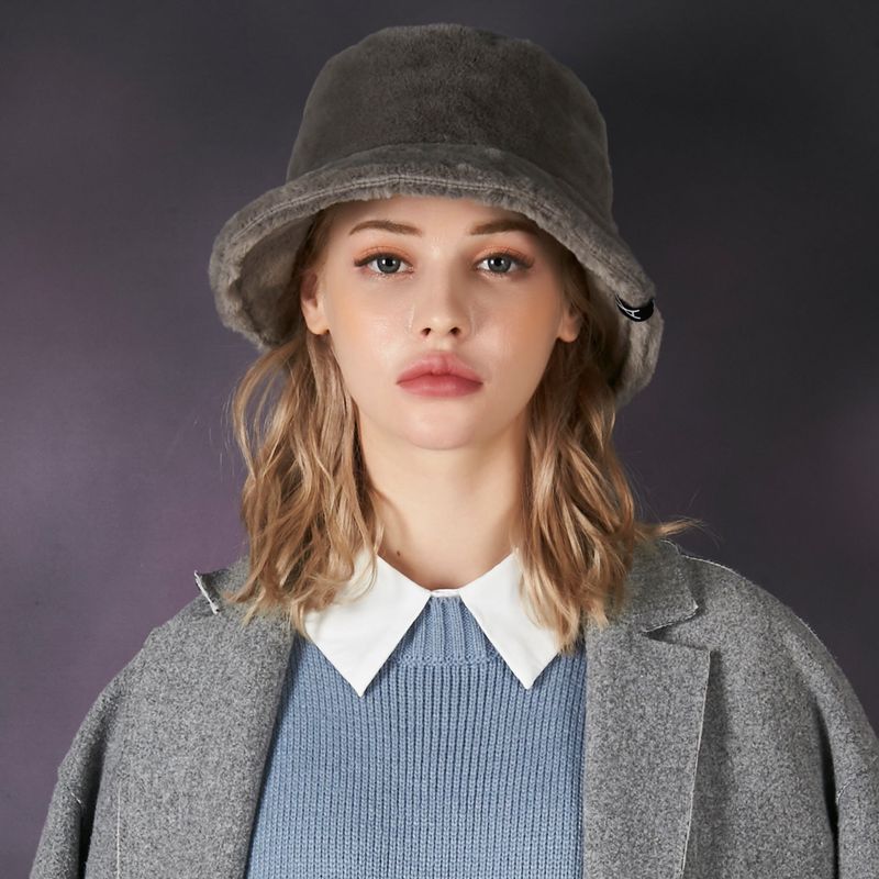 Fur logo point bucket hat GRAY