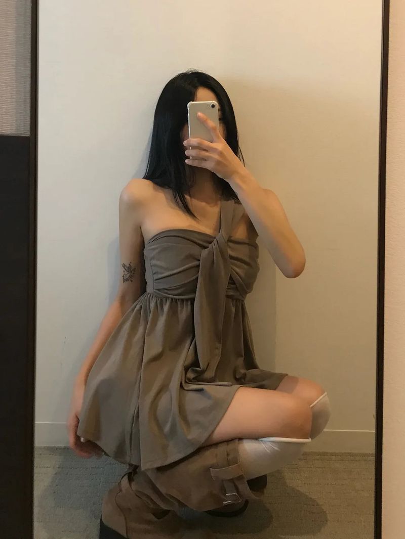 Coco Shirring Bustier Flare Sleeveless Top