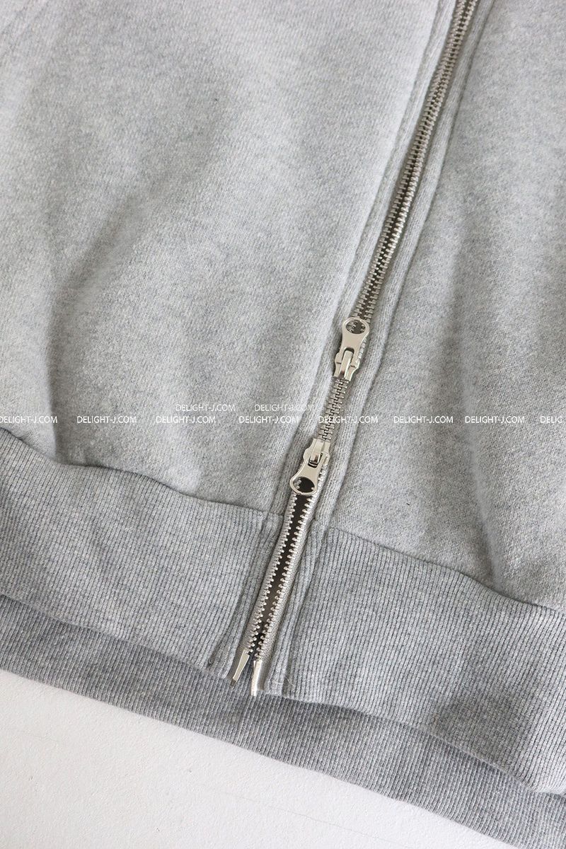 Wool napping heart wrinkle shirring hooded zip-up