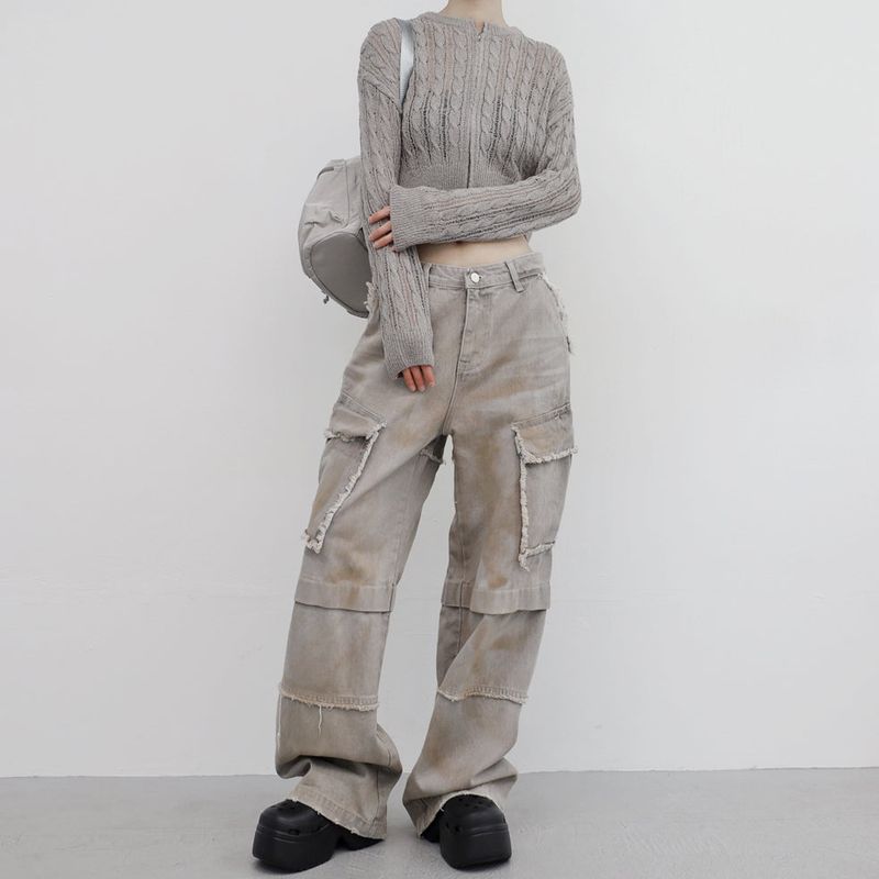 (Unisex) Bison Cargo Wide Denim