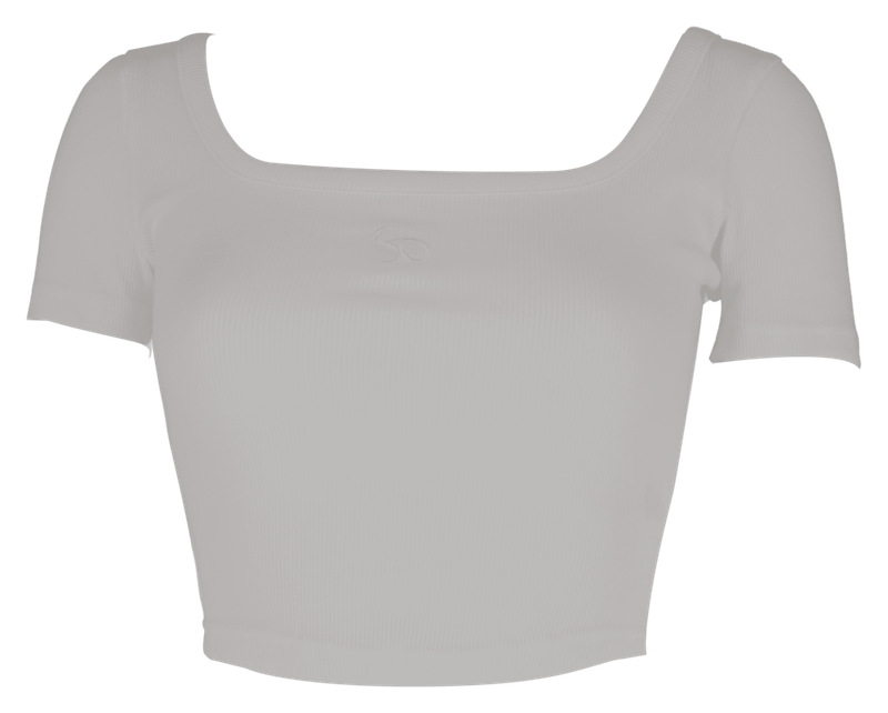  [Seow] Croped logo T-shirts, gray