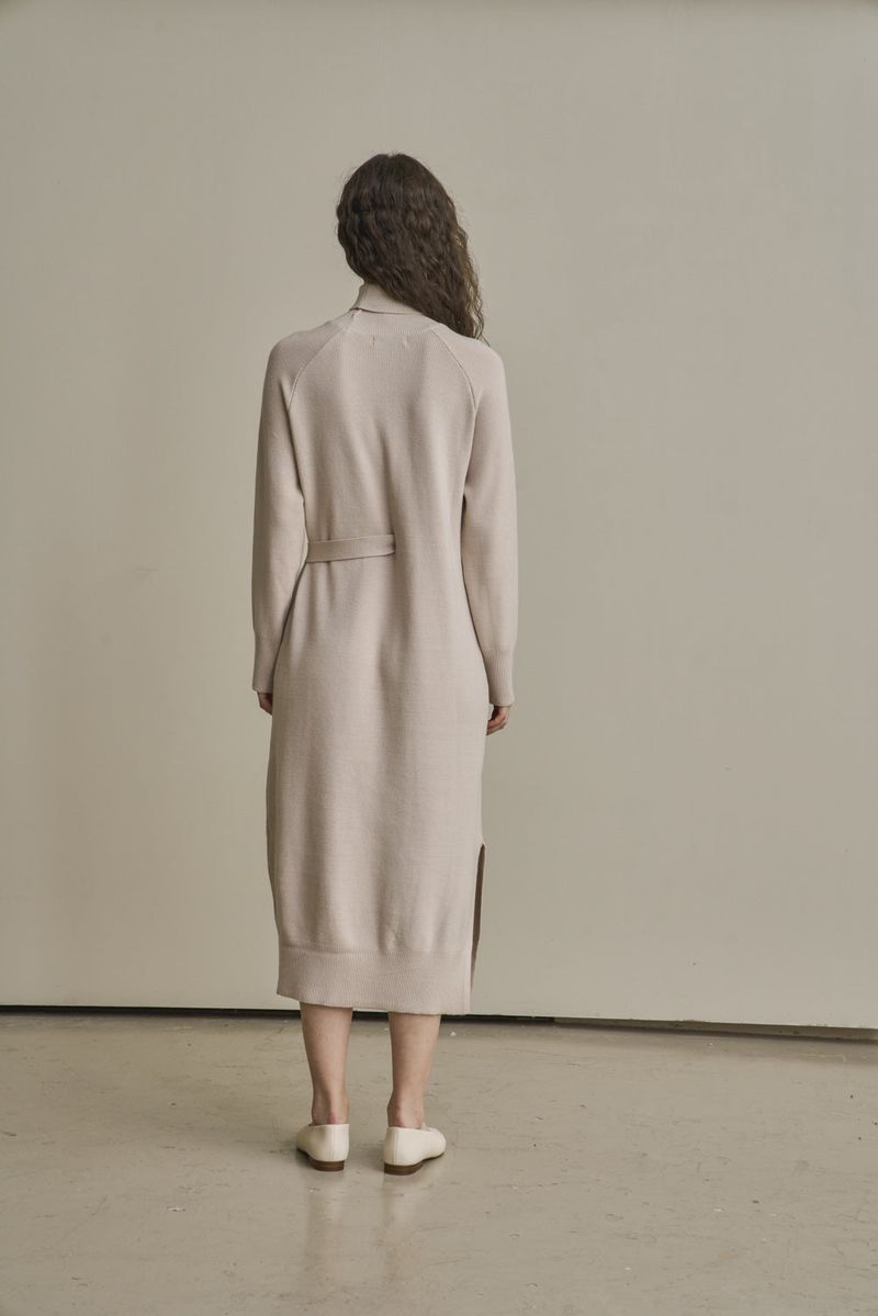 UNBALANCED KNIT DRESS_OATMEAL