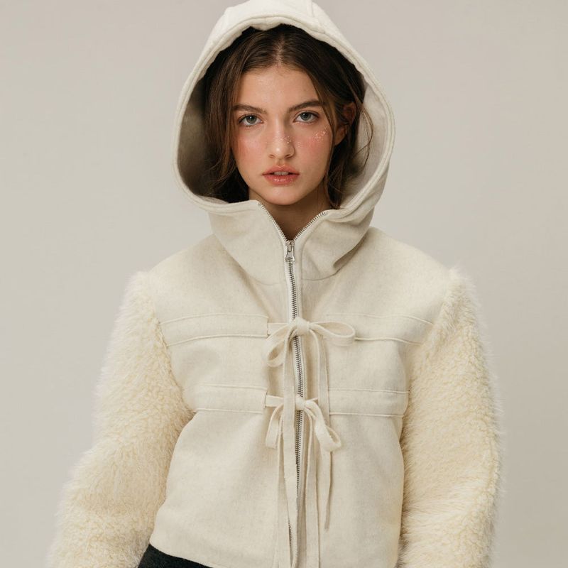 SHEARLING WOOL COAT / IVORY