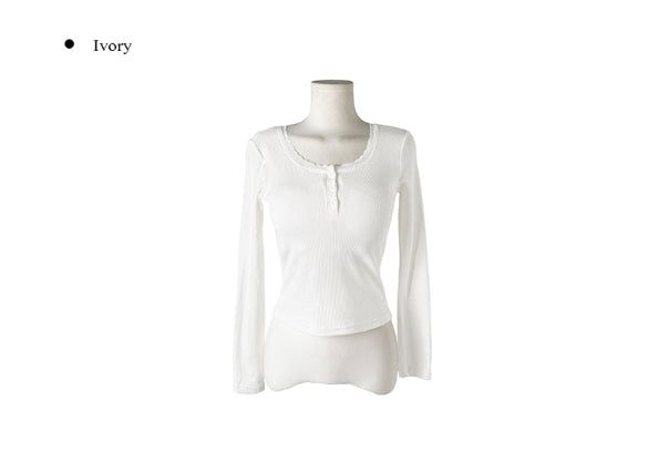 Hail Lace Cap Button Slim T-shirt