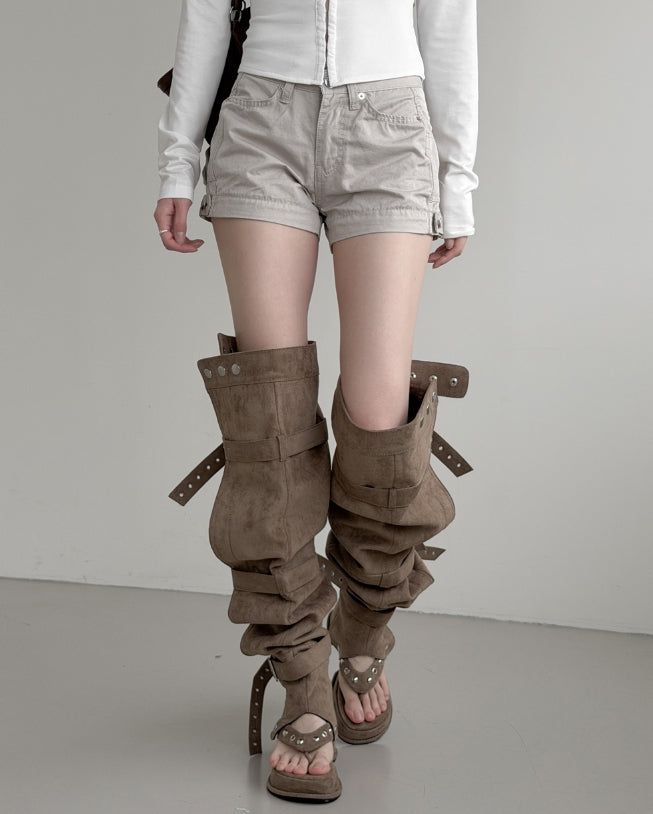 mnem（ムネム）の「1203 Multiway Buckle Thigh-High Flip-flop Boots（Shoes）」