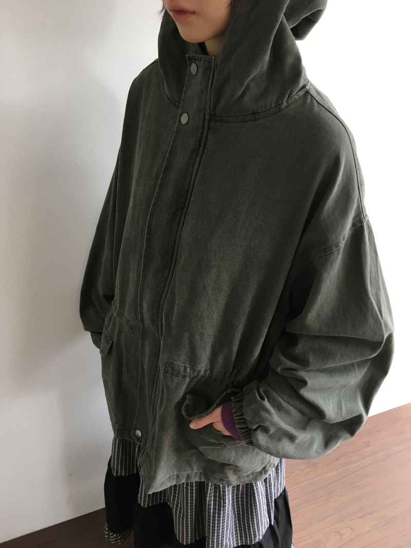 Morrow washed hooded field jacket (2color)