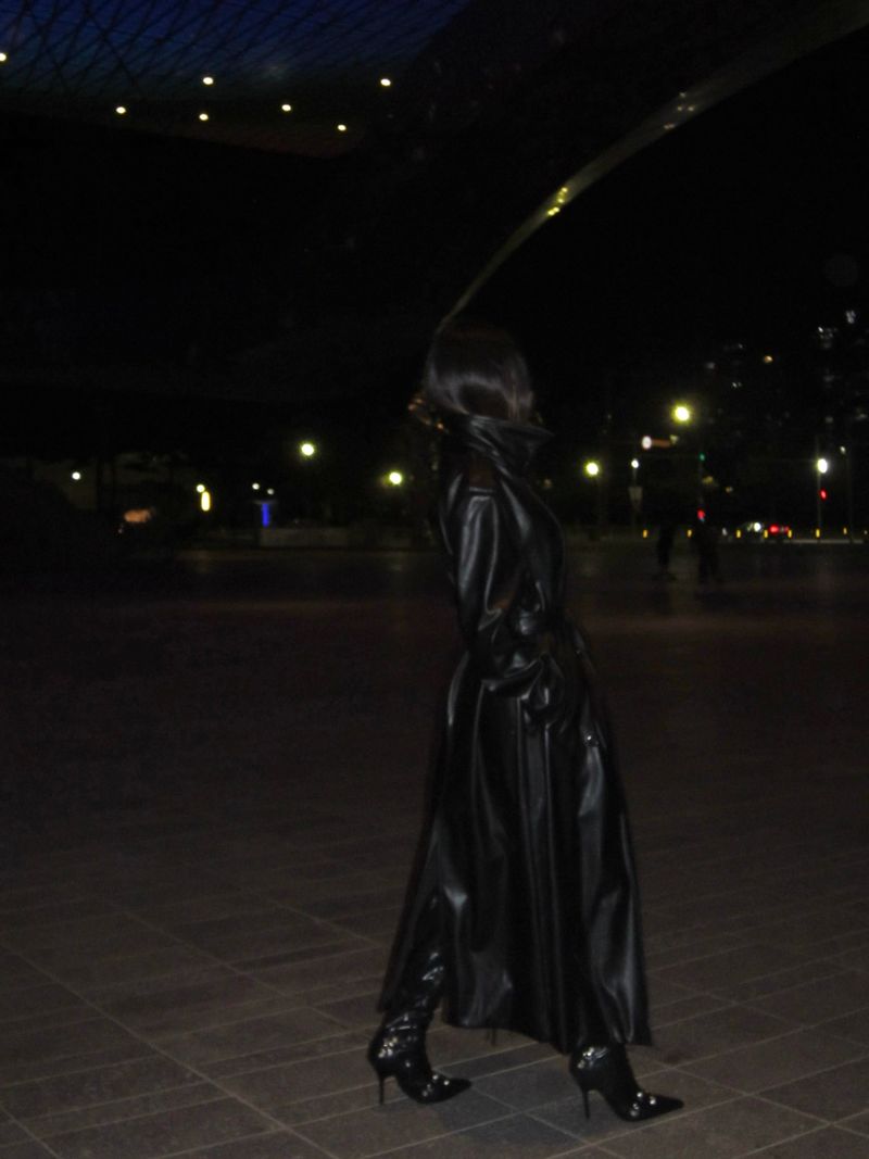 Double leather long coat