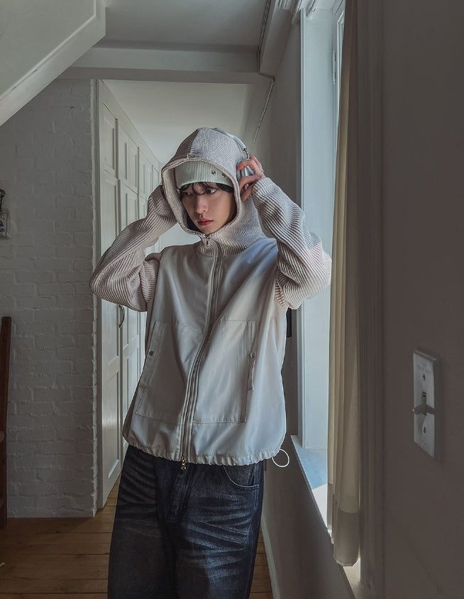 Tech Color Matching High Neck Hood Zip-Up