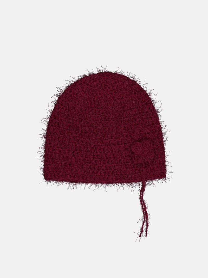 Clover Broach Beanie - Burgundy