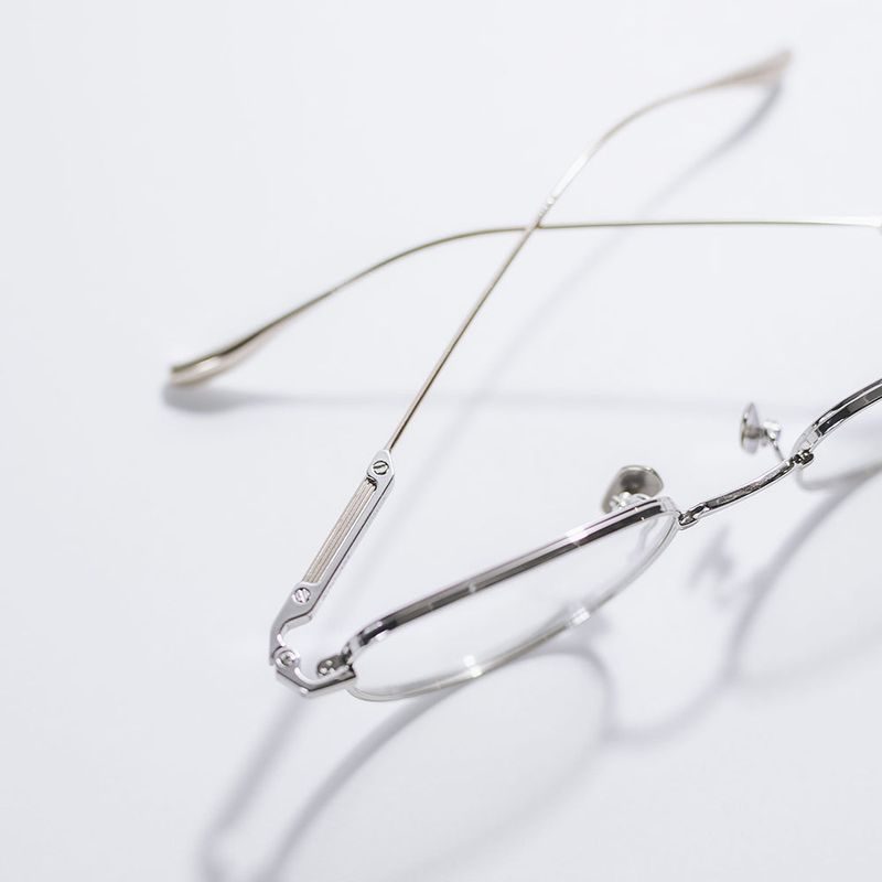 Knouun Round titanium glasses CODE. 102. F Silver N Gray
