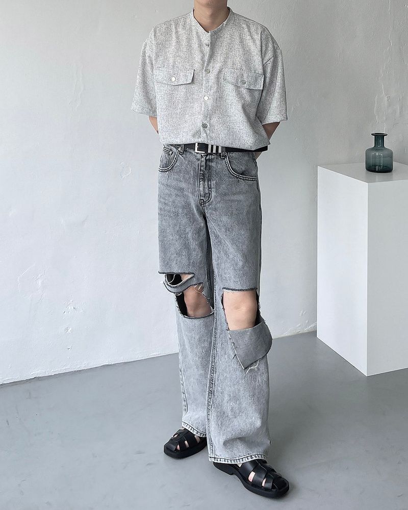 CR Tweed Round Half Shirt (2 colors)