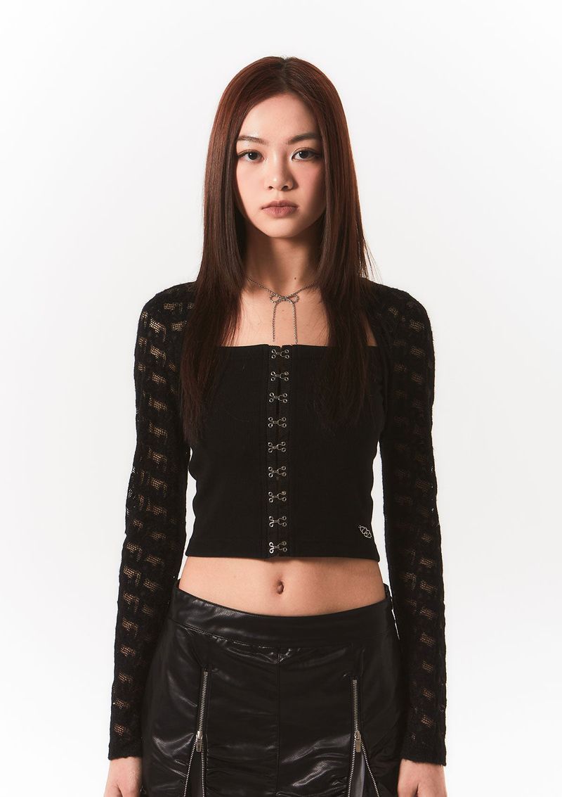 CHERRYQUIRI(チェリーキュリー)の「lace bolero hook top - black(Tops)」