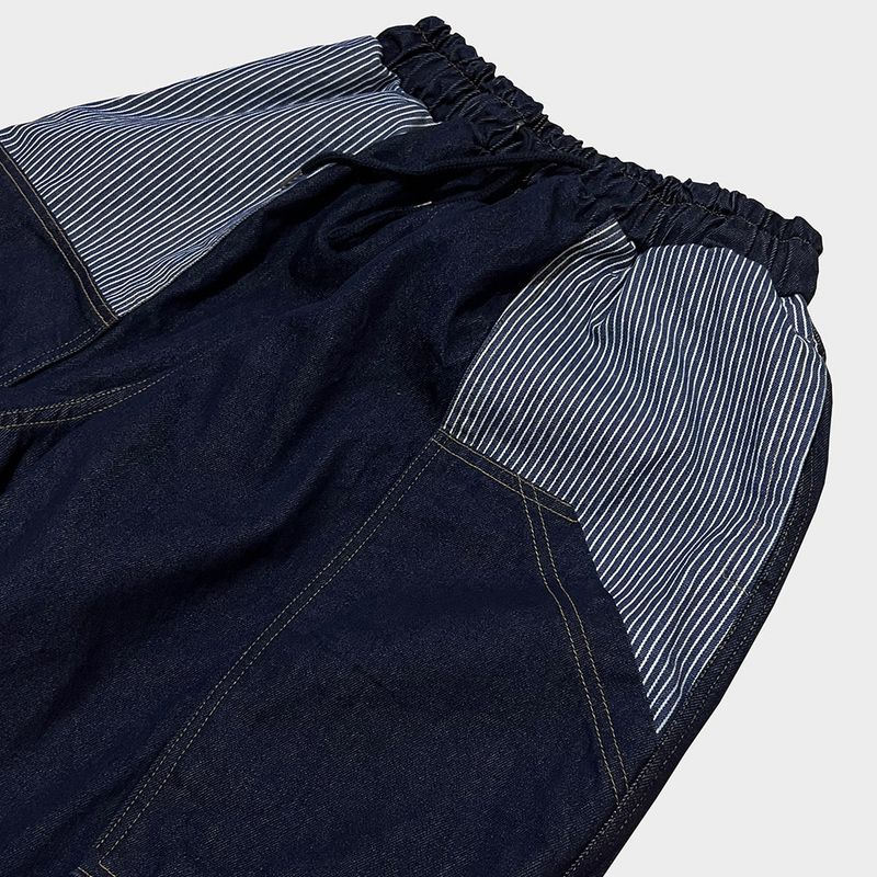 stripe patch denim pants_blue