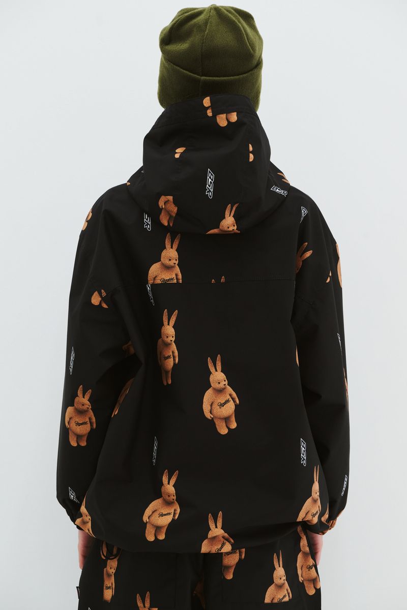3D BEARRABBIT HOODED ANORAK JACKET BLACK