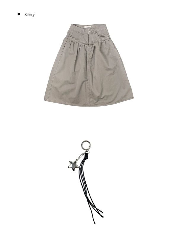 Mote Keyring Fold Shirred Cotton Long Skirt