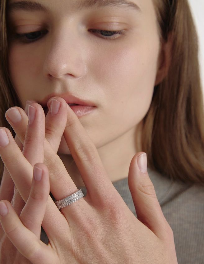 hyeres lor（イエール・ロール）の「25FW★ Essence Silver (W) Milgrain Layer Stone Ring（Accessories）」