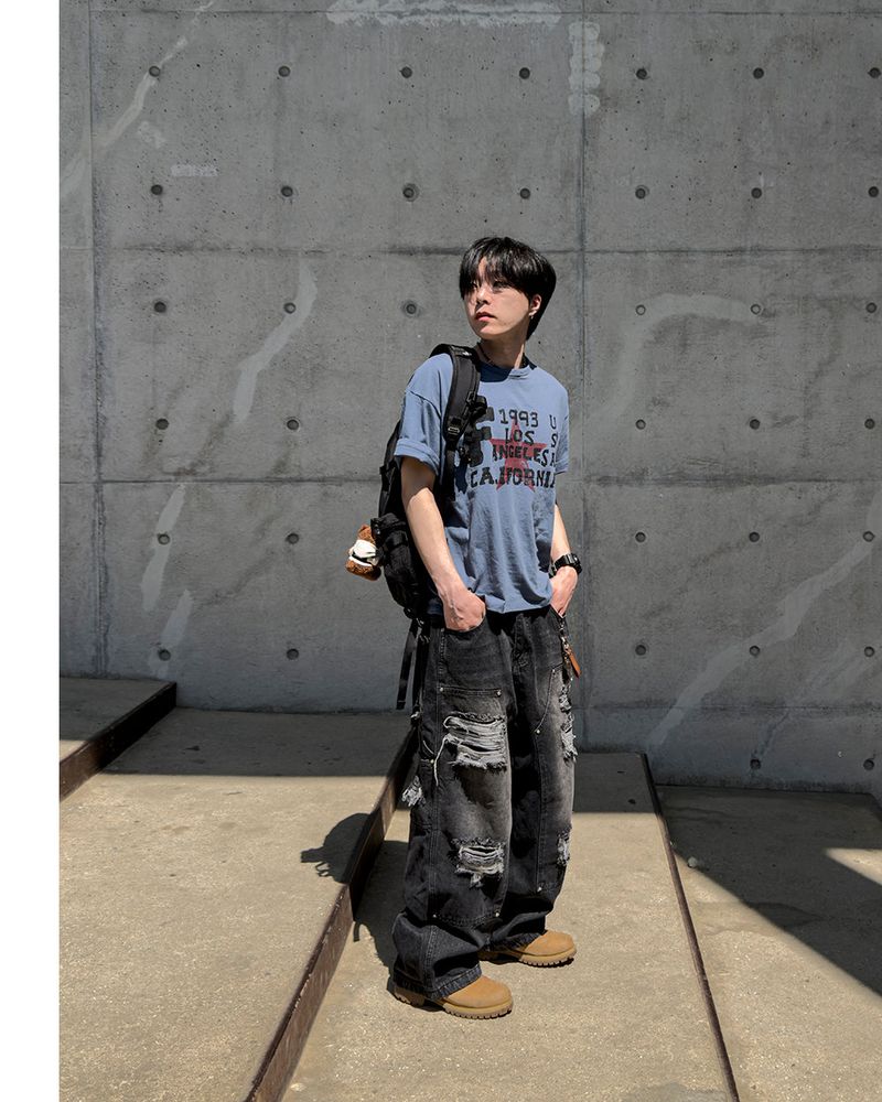 Devon Carpenter Wide Distressed Denim