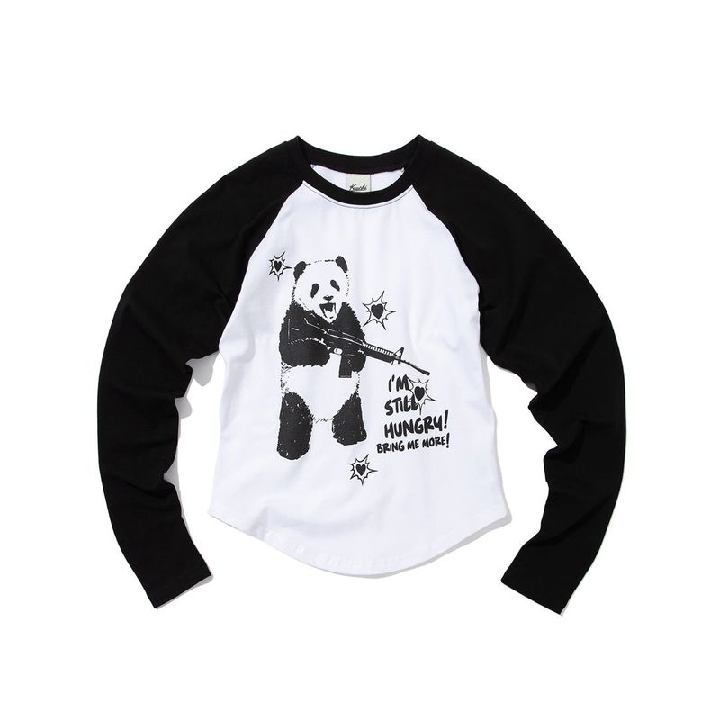 KRUCHI(クルチ)の「HUNGRY PANDA Raglan long-sleeved (WHITE)(Tops)」