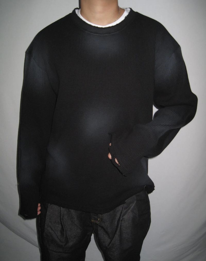 Dirty Damaged Wash Waffle Knit (2 Colors)