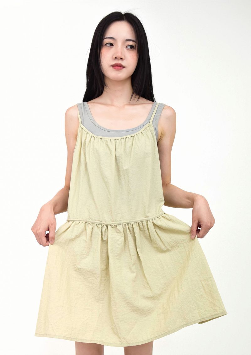 ribbon strap layered dress