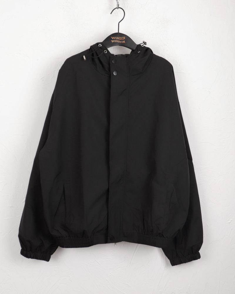 Linick high neck hooded nylon two-way zip-up