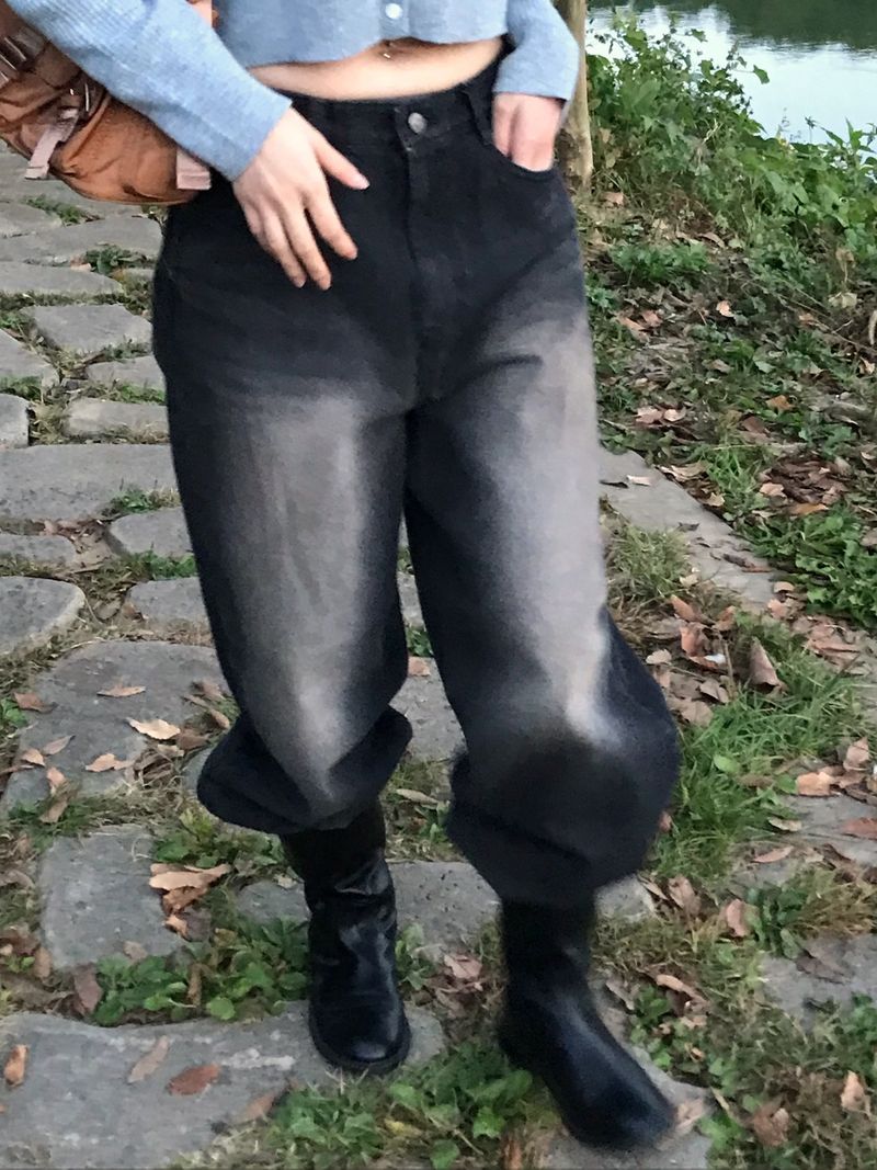 Plant wide denim pants
