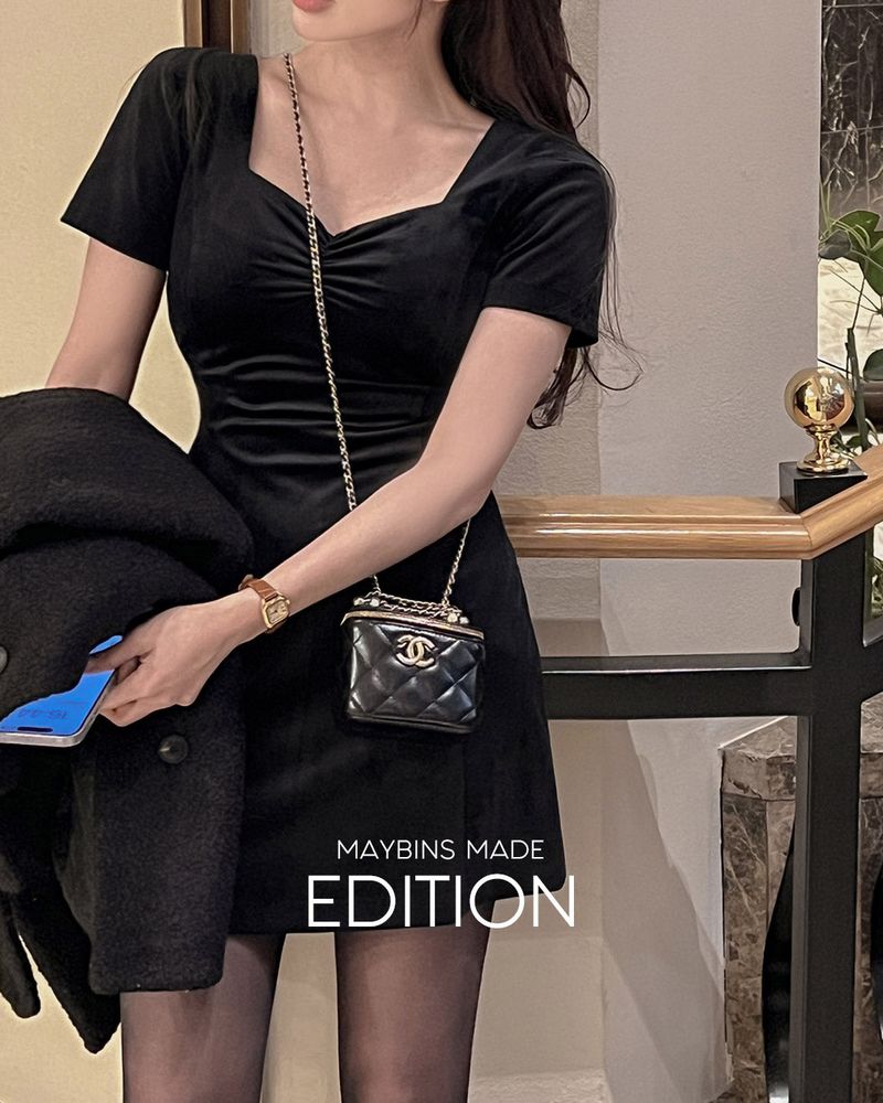 【MADE】Velvet mini dress