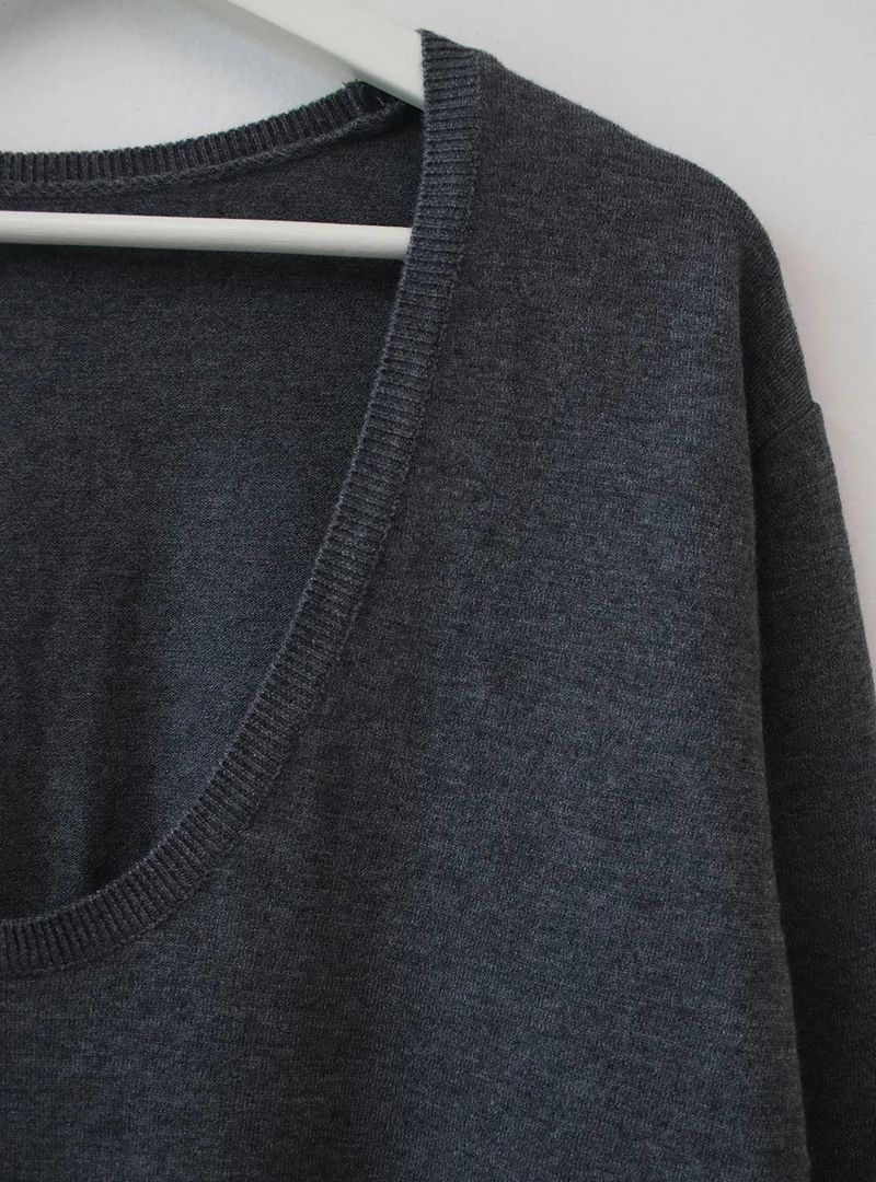 deep U-neck knit top