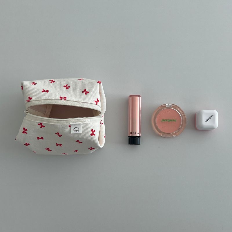 RED RIBBON ZIPPER POUCH
