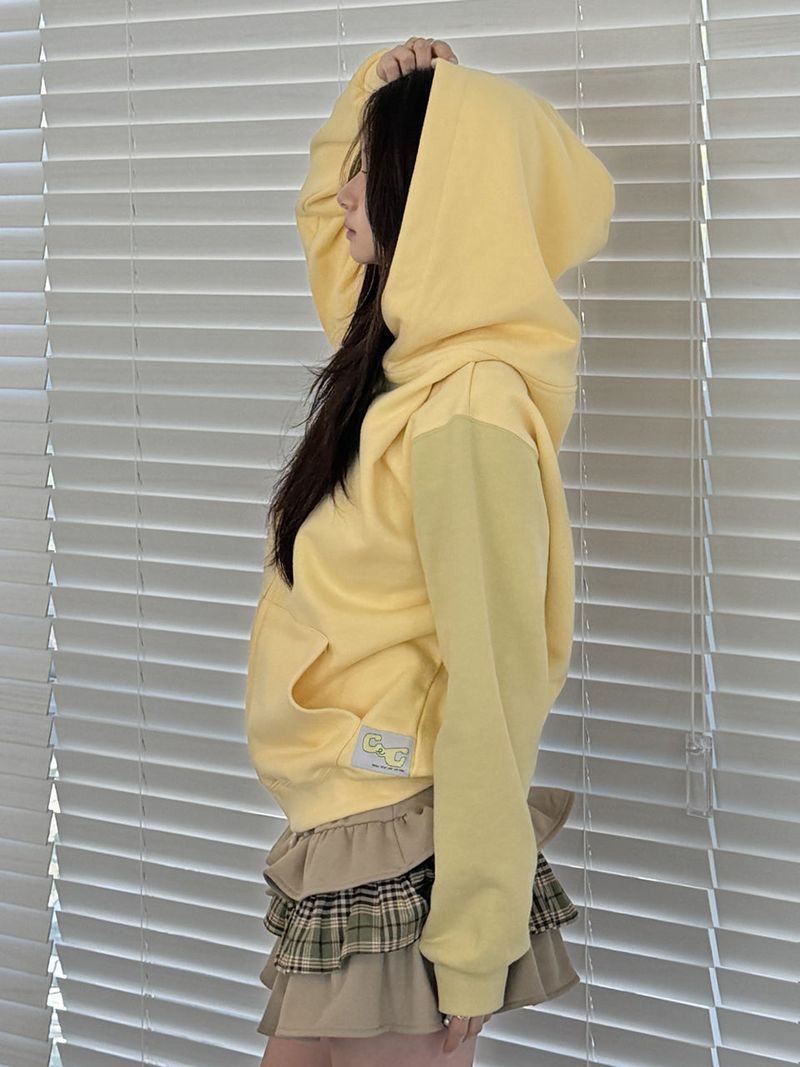 CEC LABEL ZIP-UP HOODIE (LEMON)