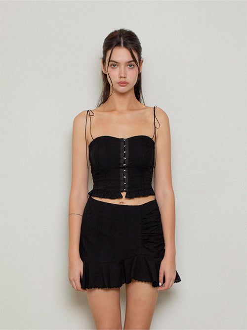 Not your rose（ノットユアローズ）の「Lace bustier sleeveless (black)（Tops）」