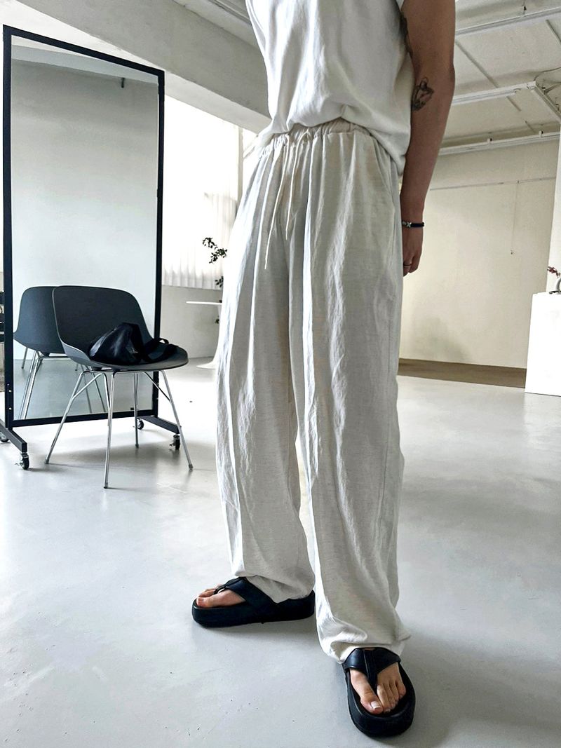 ice linen banding pants