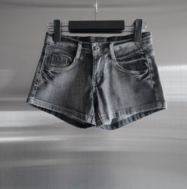 Fade pocket raw denim shorts