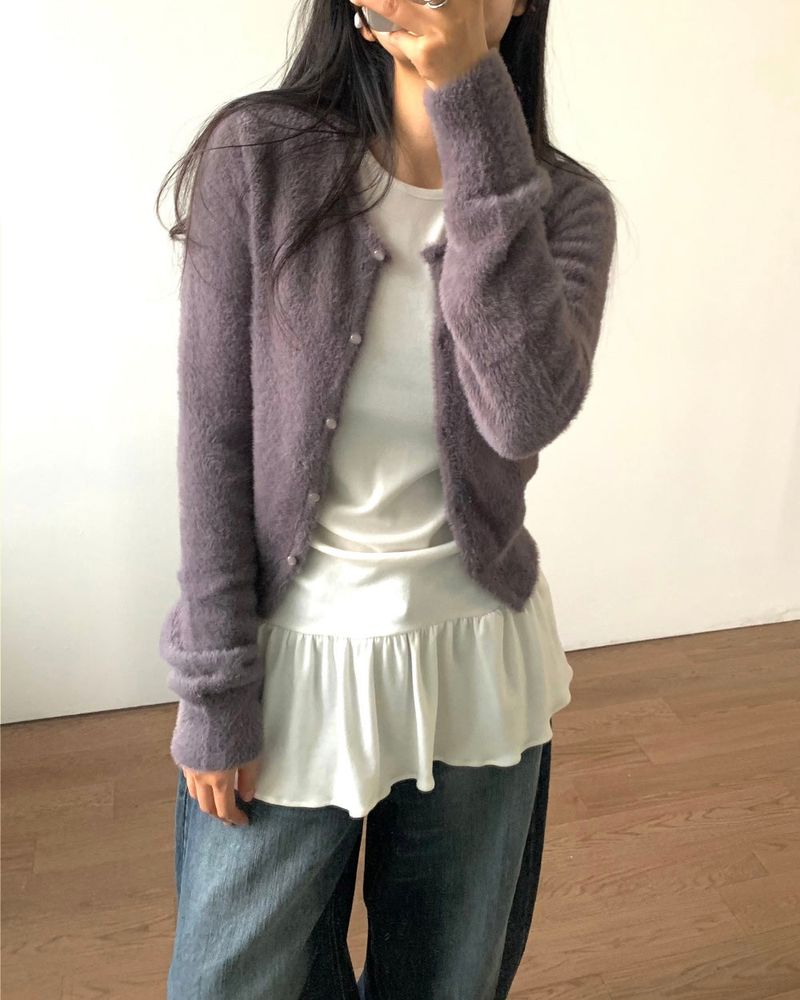 Ore Angora Fur Crop Cardigan 2C