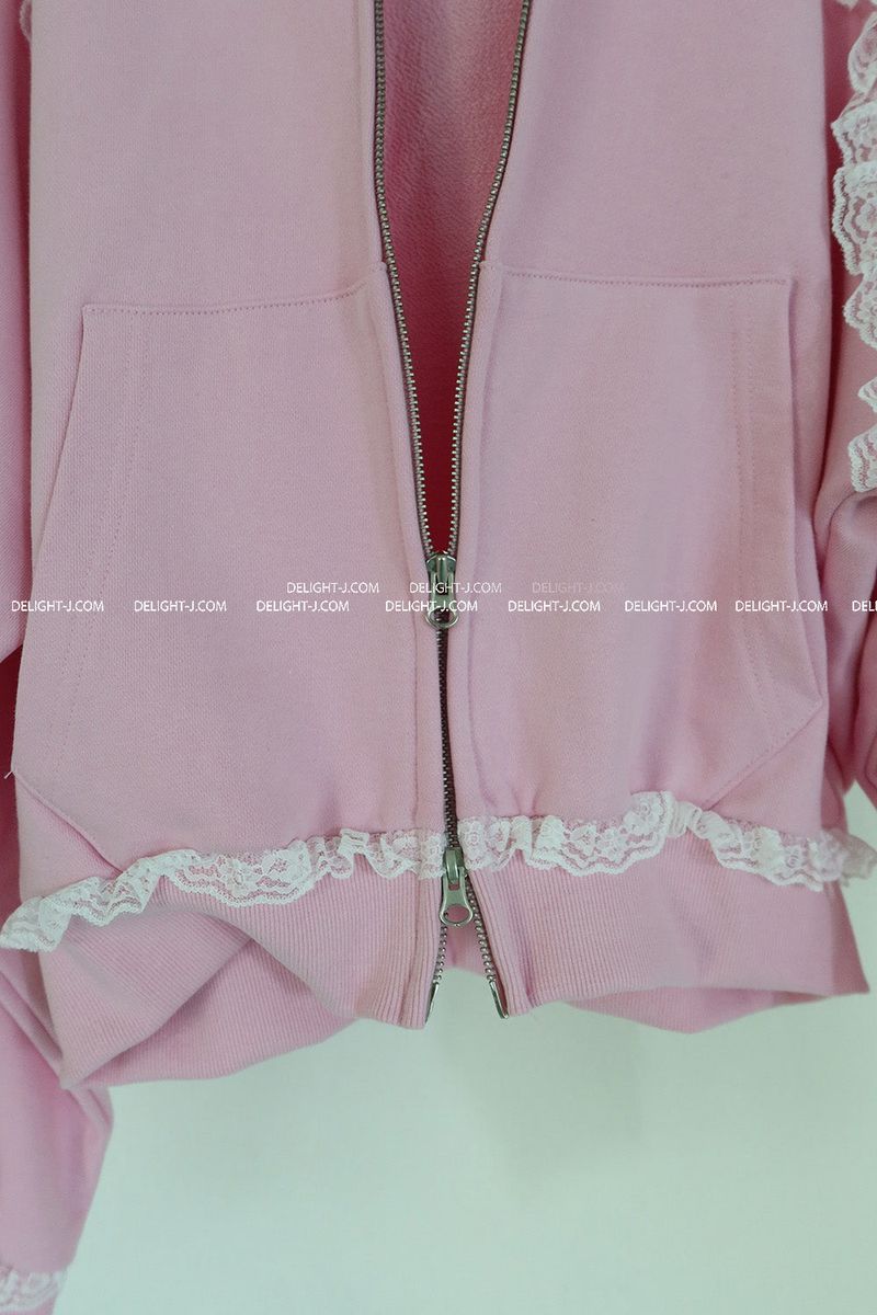 Levit Frill Lace Hooded Zip-Up