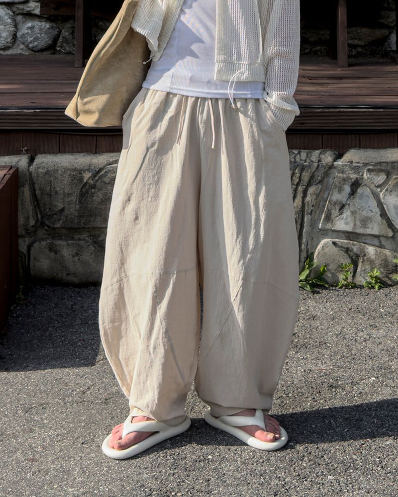 Beo Curved Linen Balloon Pants