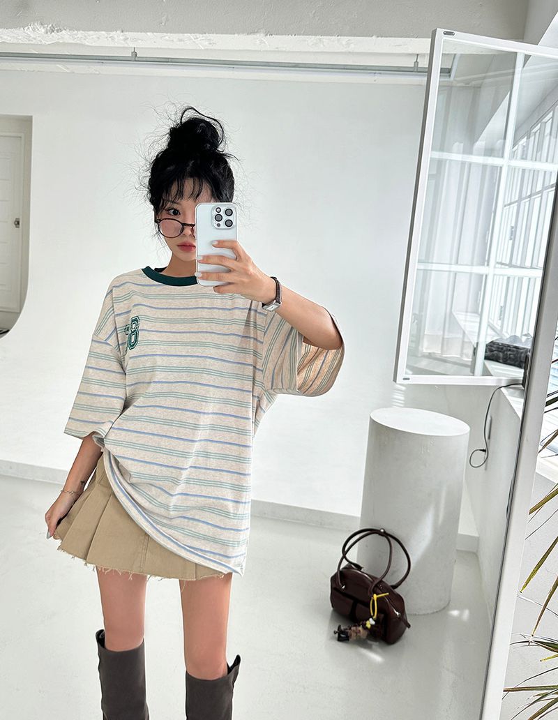 Low-rise pleats skirt pants