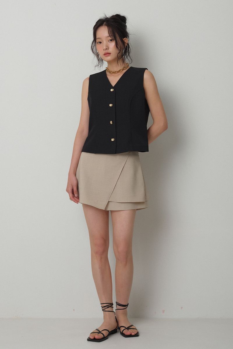 Wrap Skirt Short Pants_Beige